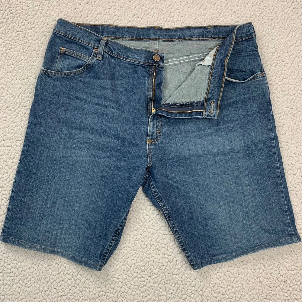 Wrangler Denim Shorts Mens 40 Blue Mid Wash Stretch Premium Quality 1095FXVMT‎